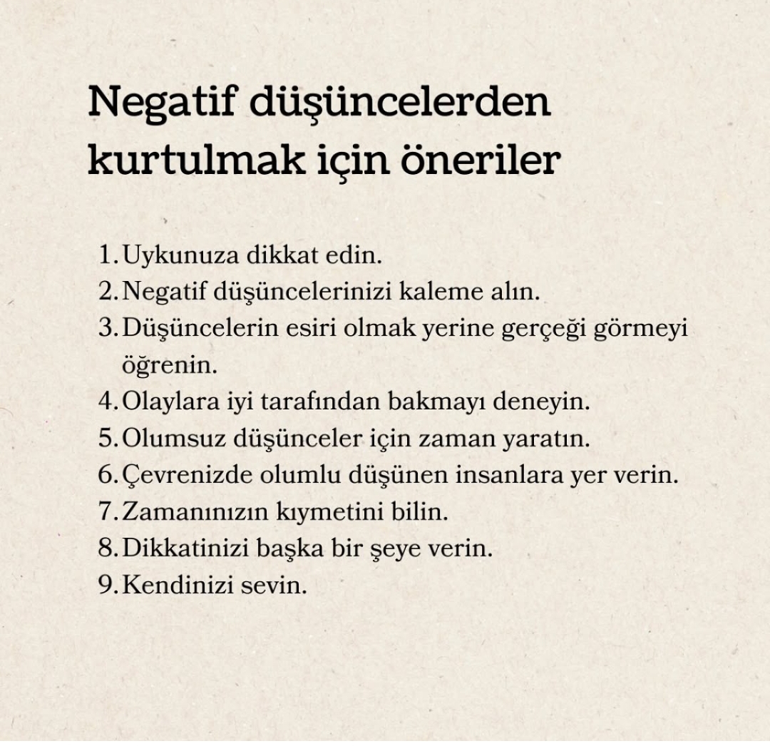 Negatif düşüncelerden kurtulmak için öneriler